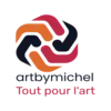 Logo de couleur pour site web avec marquer artbymichel tout pour l'art pour contact